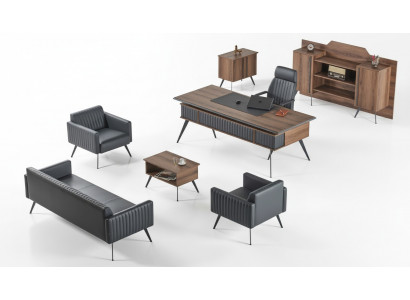 Grijs-Bruine Stijlvolle Studie Kamer Zitmeubels Bijzettafel Dressoir 7-delig