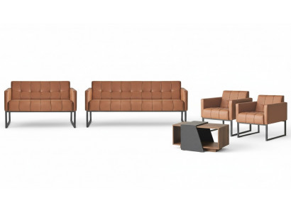 Kantoor set 5-delig 3-zits 2-zits 2x fauteuil salontafel bruin stijl