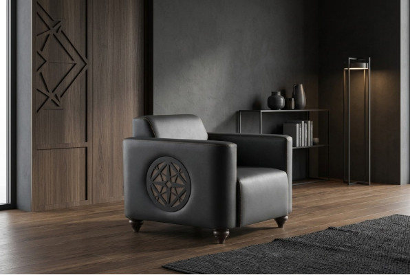 Zwarte fauteuil Effen modern designstijl studeerkamer woonkamer