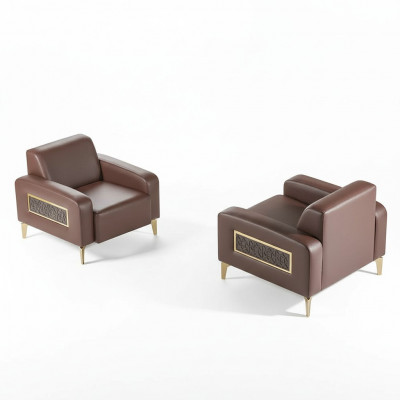 Werk kamer set 2-delig fauteuil bruin effen modern design woonkamer