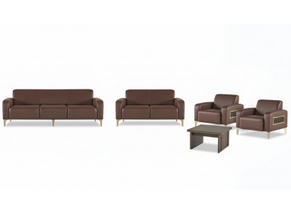 Exclusieve bruine studeerkamermöbel Designer salontafel fauteuil 2x sofa's