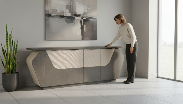 Werkkamer Dressoir Archiefkast Grijs Tweekleurig Opbergruimte Modern