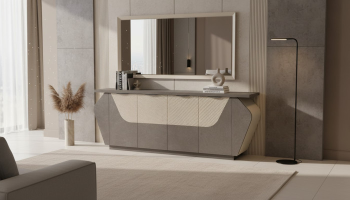 Werkkamer Dressoir Archiefkast Grijs Tweekleurig Opbergruimte Modern