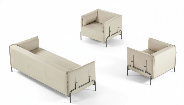 Werkplaatsset 3-delig Beige 3-zitsbank 2x Fauteuil met Kussens Woonkamer