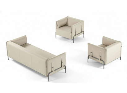Werkplaatsset 3-delig Beige 3-zitsbank 2x Fauteuil met Kussens Woonkamer