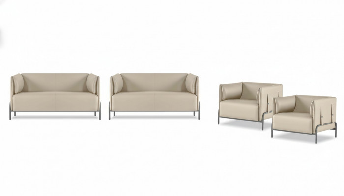 Werkplek-set 4-delig Beige 2x 2-zits 2x Fauteuils Effen Woonkamer