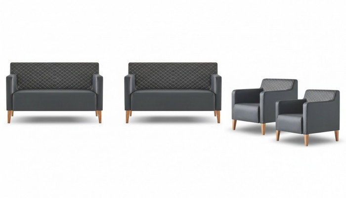 Kantoor-Set 4-delig 2x S-Zitter 2x Stoel Zwart Effen Modern