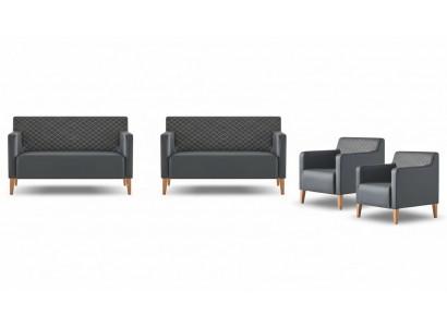 Kantoor-Set 4-delig 2x S-Zitter 2x Stoel Zwart Effen Modern