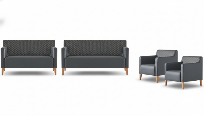 Werkruimte-set 4-delig 3-zitsbank 2-zitsbank 2x fauteuil zwart woonkamer