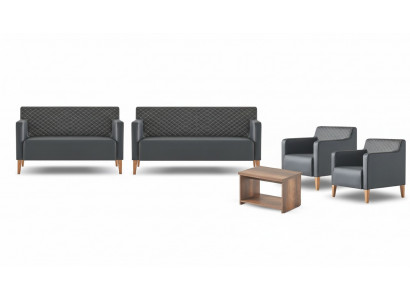Kantoor set 5-delig Zwart 3-zits 2-zits 2x Fauteuil Salontafel