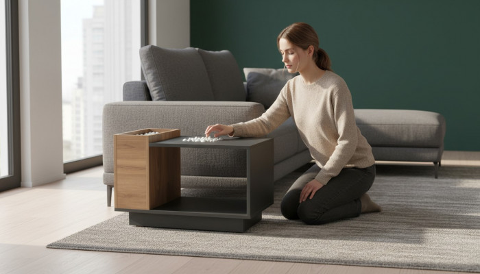Zwart-bruine werkkamer salontafel designer bijzettafel houten meubelen