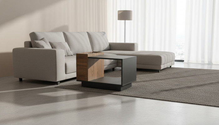 Zwart-bruine werkkamer salontafel designer bijzettafel houten meubelen