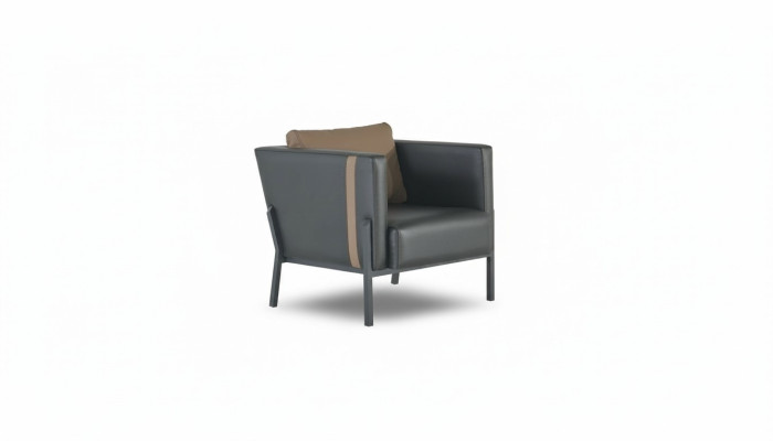 Zwarte leren fauteuil werkkamer designer eenzits leren zitmeubel