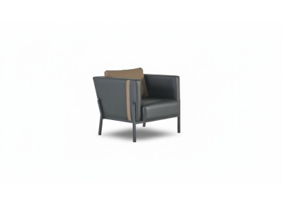 Zwarte leren fauteuil werkkamer designer eenzits leren zitmeubel