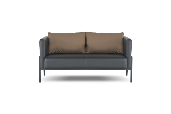 Werkruimte zitmeubilair luxe grijze lederen 2-zitsbank chique fauteuil