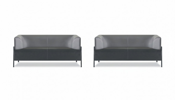 Lederen sofa zwart modern zitmeubel 4-delig garnituur roestvrij staal kantoor armleuningen