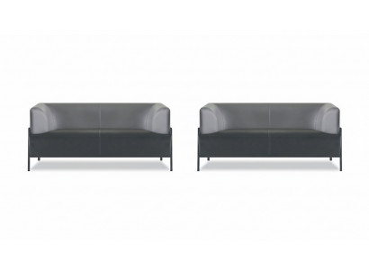 Lederen sofa zwart modern zitmeubel 4-delig garnituur roestvrij staal kantoor armleuningen