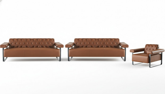 Sofa's Moderne Roestvrij Staal 3-zits Banken Fauteuils Chesterfield Leren Sofa's