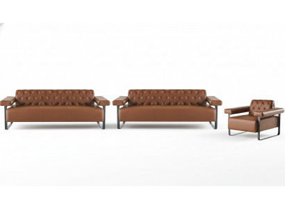 Sofa's Moderne Roestvrij Staal 3-zits Banken Fauteuils Chesterfield Leren Sofa's