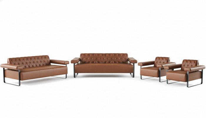 Sofa-opstellingen 3-zits 2x fauteuil RVS Chesterfield ontwerp bruin