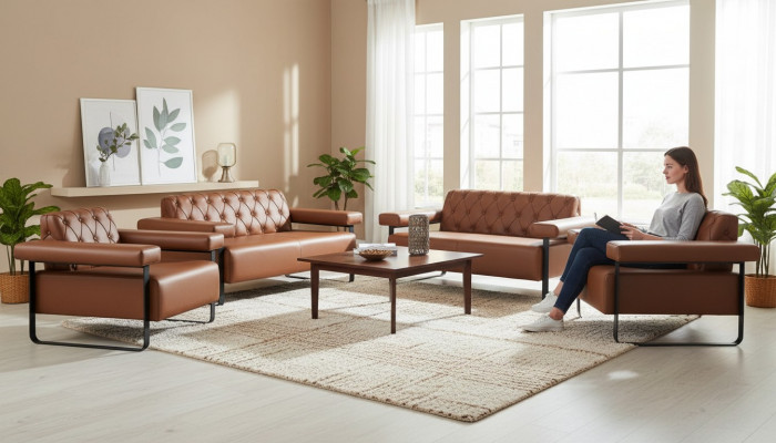 Ledersofa's 2-zitsbanken Fauteuil Bank Knopen Chesterfield Roestvrij staal