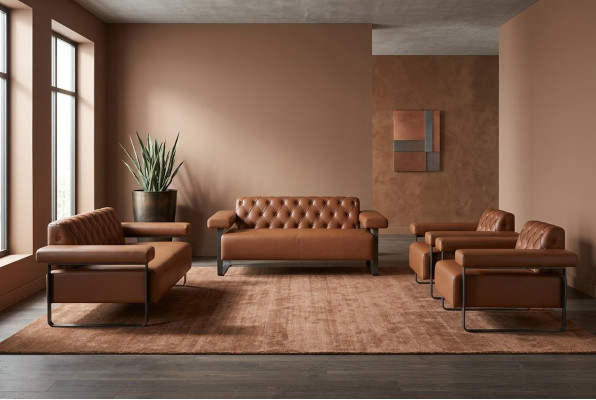 Ledersofa's 2-zitsbanken Fauteuil Bank Knopen Chesterfield Roestvrij staal