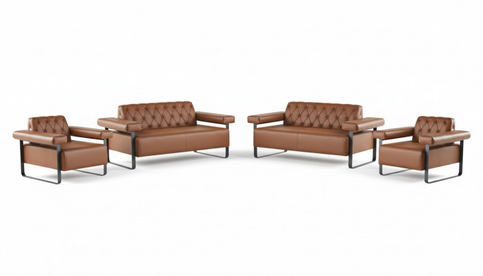 Ledersofa's 2-zitsbanken Fauteuil Bank Knopen Chesterfield Roestvrij staal