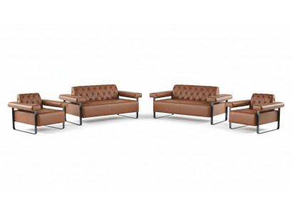 Ledersofa's 2-zitsbanken Fauteuil Bank Knopen Chesterfield Roestvrij staal