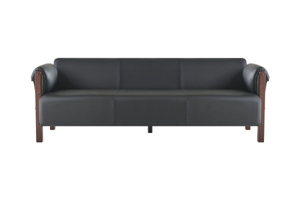 Sofagarnituren Bankstel 3-zits Fauteuil Zwart Hout Sofa's Lederen sofa's