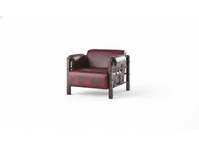 Leren fauteuil Fauteuil Bordeaux Leunstoel Leder Hout Modern 1-zitter