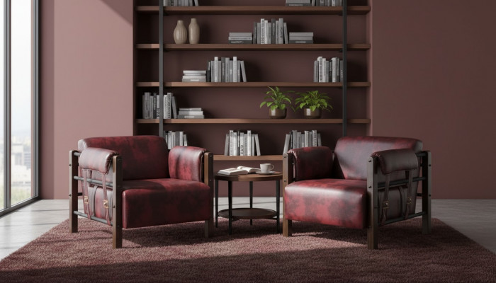 Leren fauteuil Bordeaux leren fauteuil modern 1-zits set zachte armleuningen