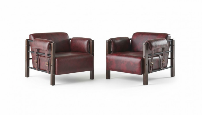 Leren fauteuil Bordeaux leren fauteuil modern 1-zits set zachte armleuningen