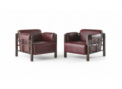 Leren fauteuil Bordeaux leren fauteuil modern 1-zits set zachte armleuningen