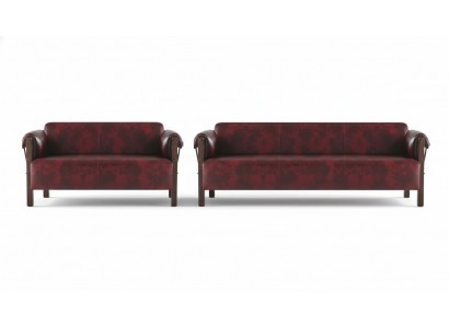 Bank Ledesofa's 3-zitsbank 2-zitsbank Bordeaux Modern Stijl Leder Hout Set