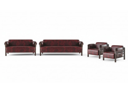 Bankstel 3-zitter 2-zitter fauteuil bordeaux leren banken compleet
