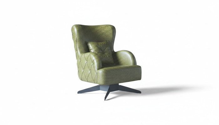 Stoel Bekleding 1-Zitter Groen Kussen Effen Kleur Klassieke Stijl Leer Hout