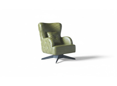 Stoel Bekleding 1-Zitter Groen Kussen Effen Kleur Klassieke Stijl Leer Hout