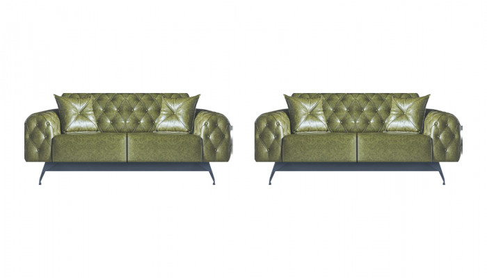 Sofa-Set 2-zits Lederen Banken Groen Chesterfield Klassiek Kussen Bekleding