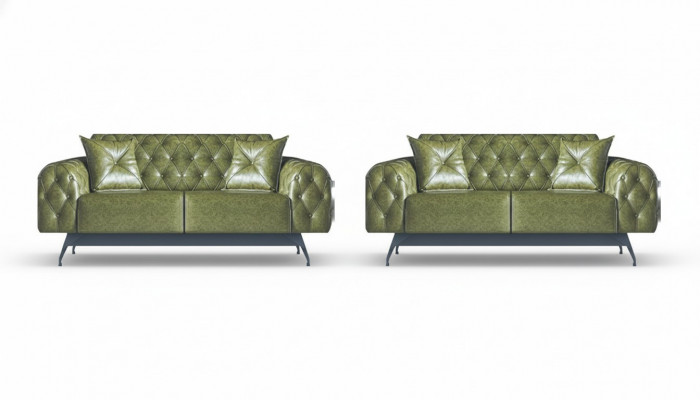 Sofa-Set 2-zits Lederen Banken Groen Chesterfield Klassiek Kussen Bekleding