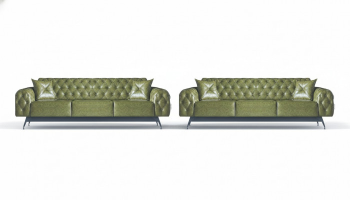 Sofagarnituren Chesterfield Sofa-Set 3-Zitsbanken Sofa's Groen Klassiek Kussens