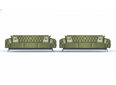 Sofagarnituren Chesterfield Sofa-Set 3-Zitsbanken Sofa's Groen Klassiek Kussens
