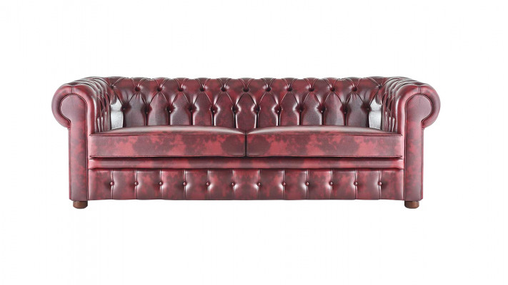 Chesterfield 3-Zits Bank Bordeaux Sofa's Klassiek Lederen Sofa's Hout 2-delig