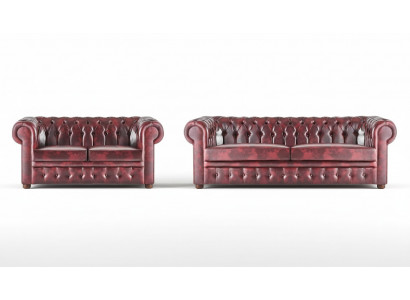 Zitmeubel Bankstel 3-zits 2-zits Bordeaux Bank Chesterfield Knopen