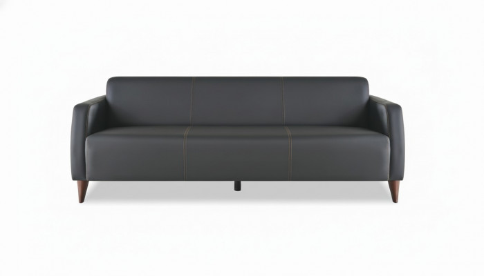 Ledersofa 3-zitsbank Zwart Leer Hout Modern Veelzijdig Zacht