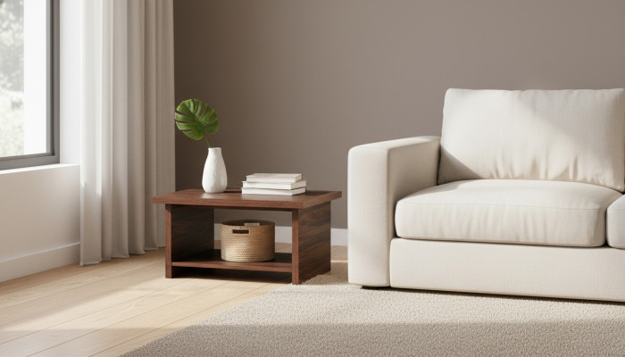 Salontafel Bruin Plank Modern Legplank Rechthoekig Woonkamer Kantoor