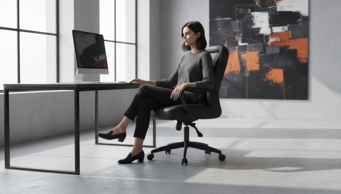 Bureaustoel Zwart Draaistoel Modern Werkkamer Met Wielen Leren Fauteuil