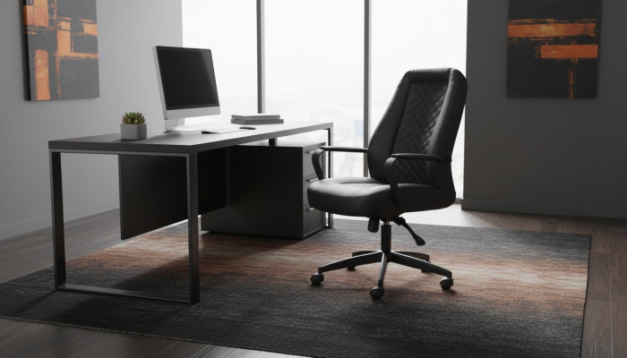 Bureaustoel Zwart Draaistoel Modern Werkkamer Met Wielen Leren Fauteuil