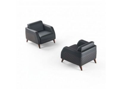 Lederen fauteuil set zwart loungestoel hout 1-zitter modern bekleding zacht