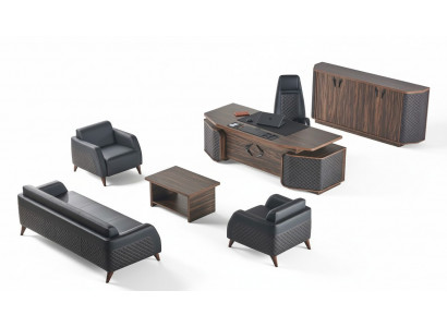 Werkplekset Compleet Banken Bureau Dressoir Kantoorbank Leren
