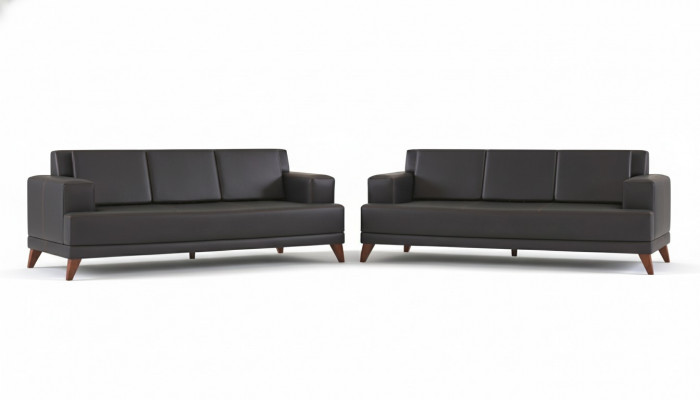 Lederen sofas moderne bank 3-zits zwart kussen kussens leder hout